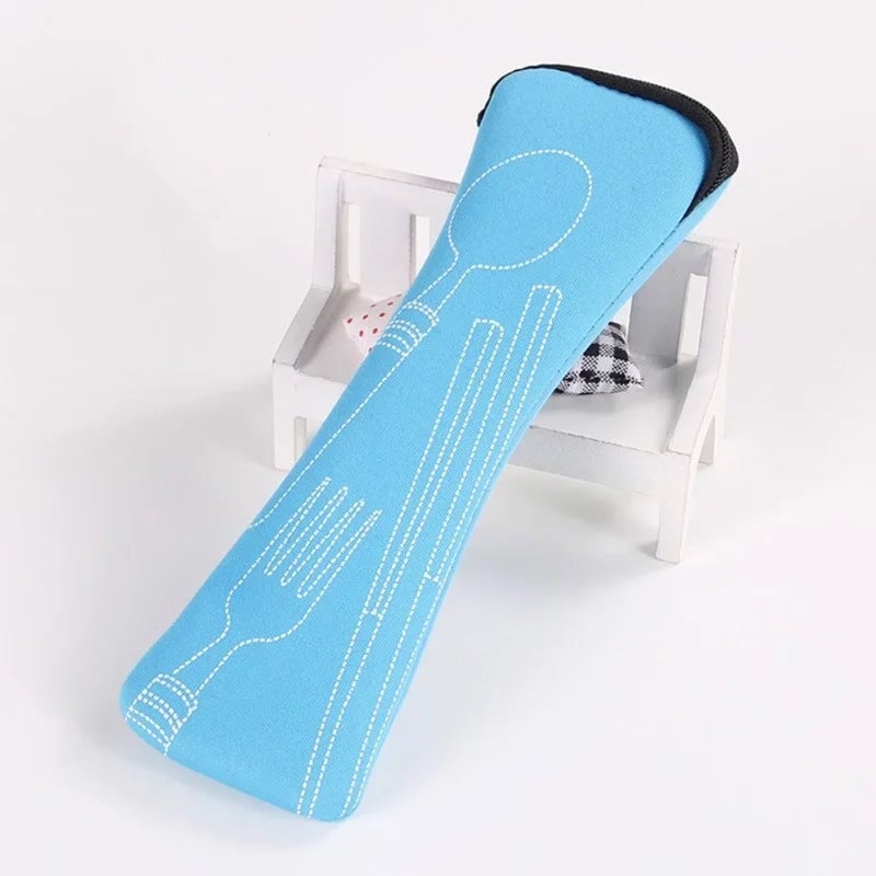 Portable Cutlery Storage Box - Travel Dinnerware Organizer Bag