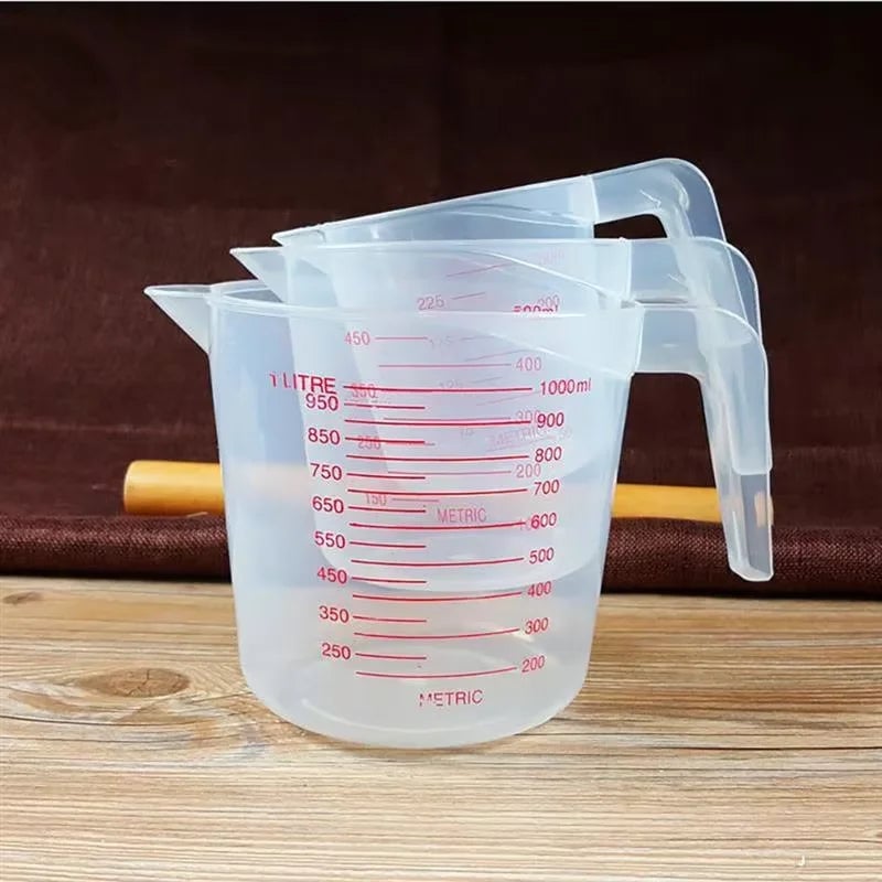 3pcs PVC Measuring Cups Set 1000/500/250ml Baking Liquid Beakers