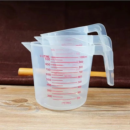 3pcs PVC Measuring Cups Set 1000/500/250ml Baking Liquid Beakers