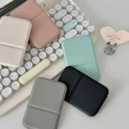 Foldable PU Leather Desktop Makeup Mirror - Portable Compact Design