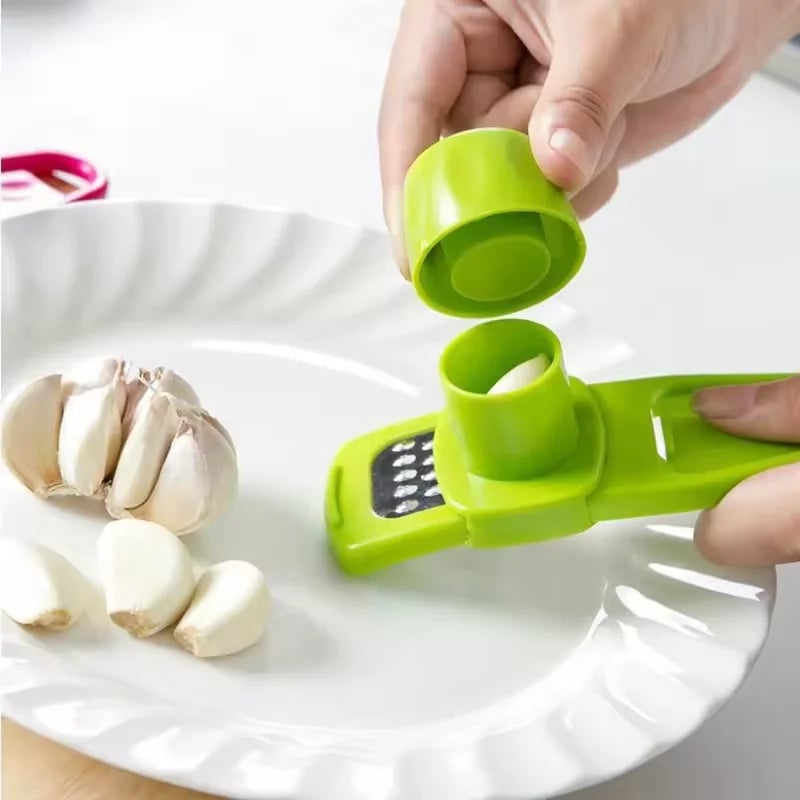 Mini Manual Garlic Press Grinder - Green Kitchen Mashing Tool