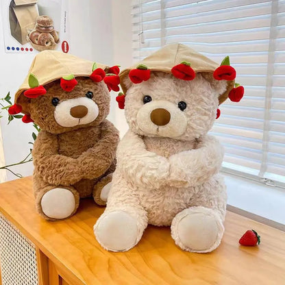 Plush Teddy Bear with Roses Stuffed Soft Toy Romantic Decor Gift