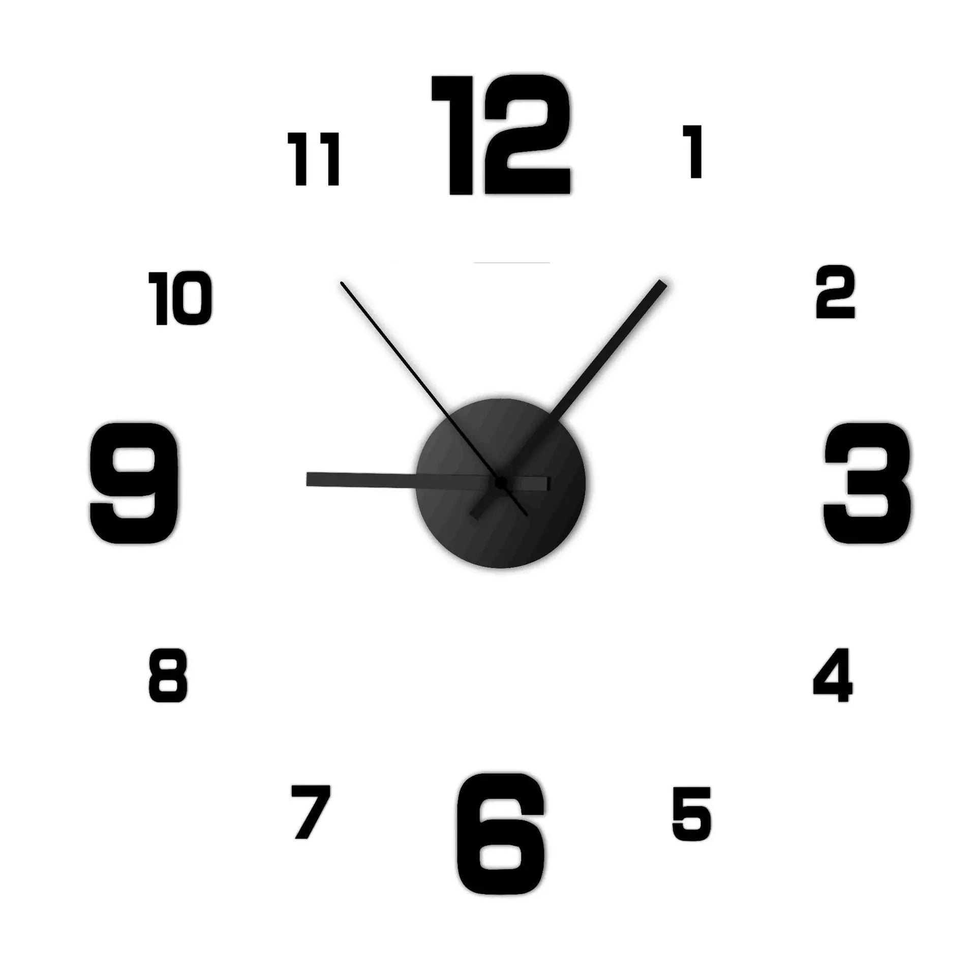 Frameless DIY Wall Clock Decal - Silent Movement Living Room Decor