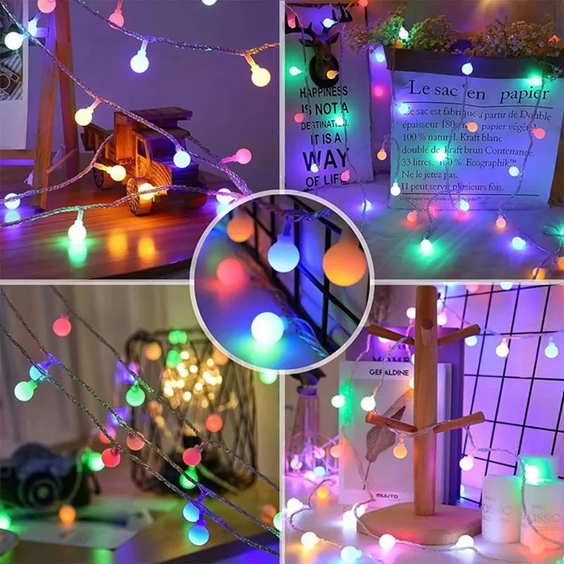 LED Globe String Lights Battery Operated 10/20/40/80 Bulbs Fairy
