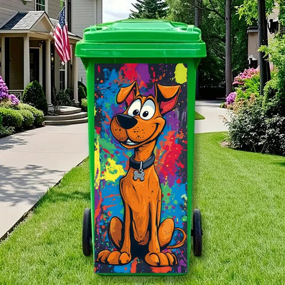 Waterproof Cartoon Dog Rubbish Bin Stickers - Removable Vinyl Decals