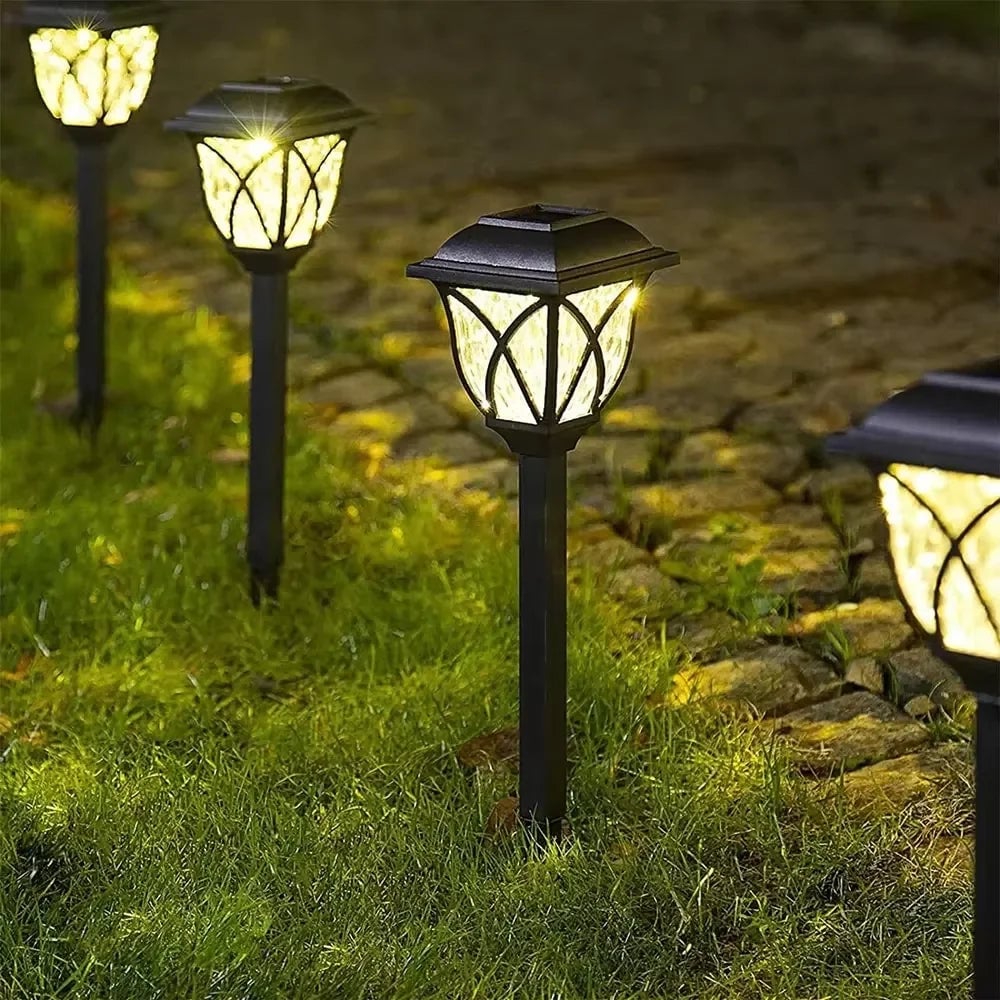2 Pack LED Solar Lawn Lights Waterproof Warm Light Garden Walkway