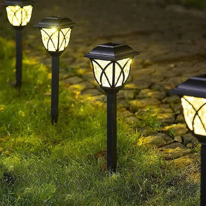 2 Pack LED Solar Lawn Lights Waterproof Warm Light Garden Walkway