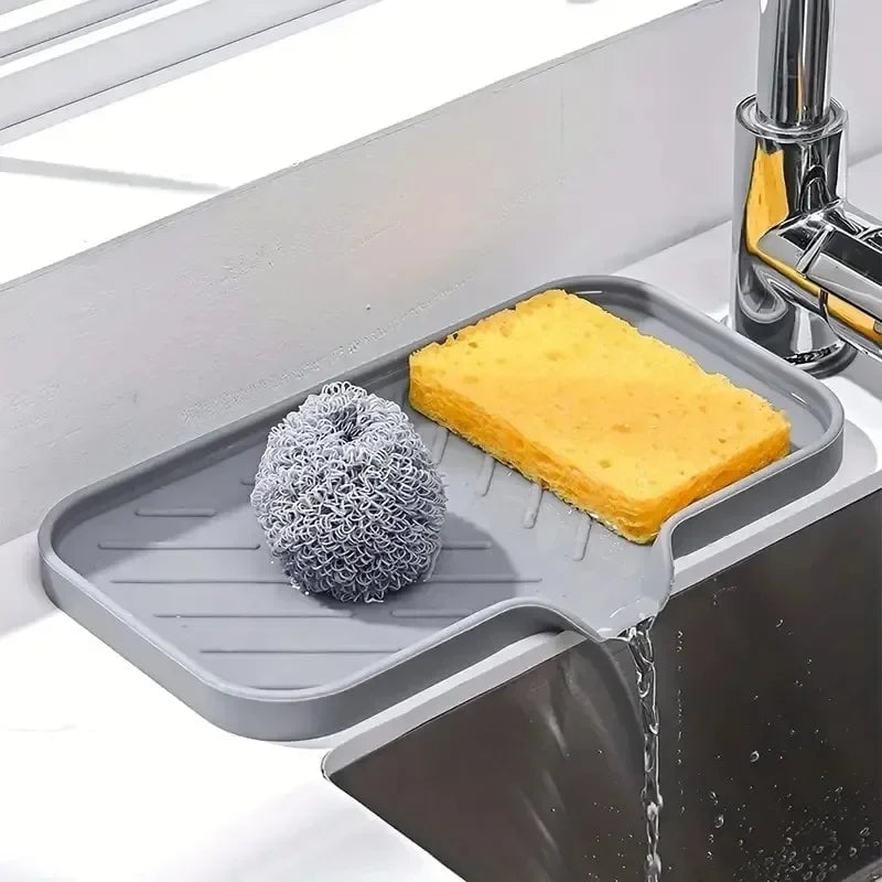 Silicone Sink Caddy with Drain - Soap Sponge Storage Organizer