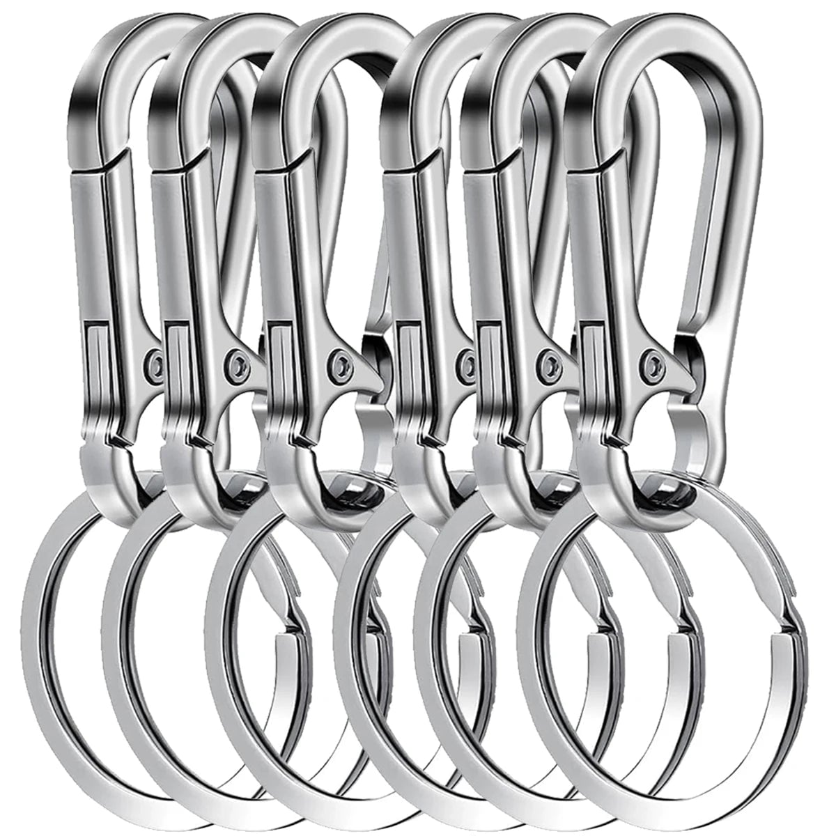 6Pcs Metal Carabiner Keychain Clips - Heavy Duty Key Ring Organizer