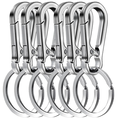6Pcs Metal Carabiner Keychain Clips - Heavy Duty Key Ring Organizer