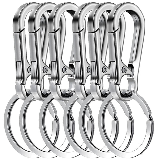 6Pcs Metal Carabiner Keychain Clips - Heavy Duty Key Ring Organizer