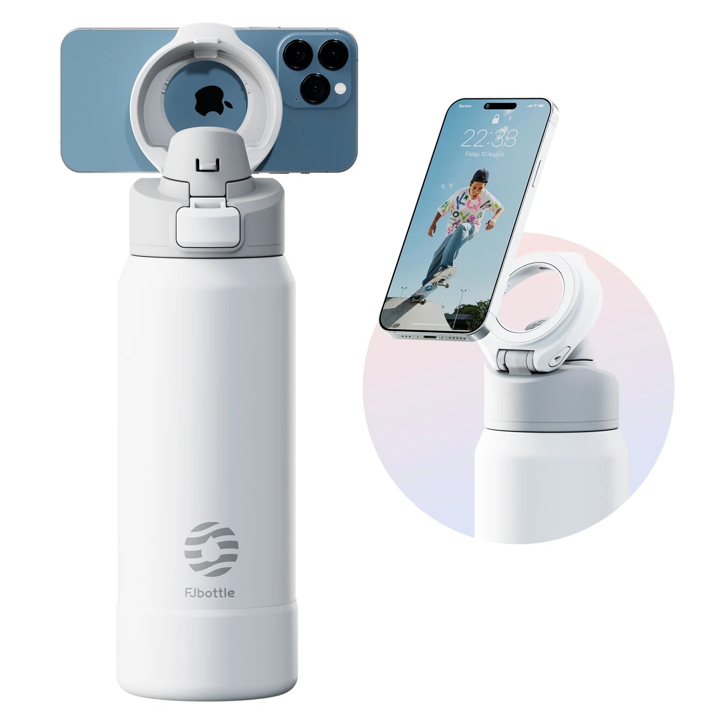 Magnetic Phone Holder Thermos Bottle - Stainless Steel Insulated