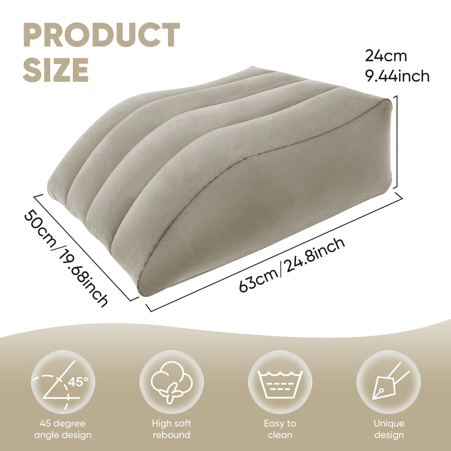 Inflatable Leg Elevation Pillow - Circulation Support Wedge Cushion