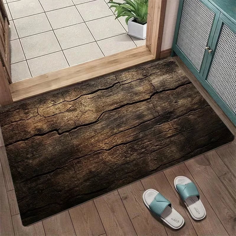 Wood Grain Anti-Slip Door Mat - Indoor/Outdoor Non-Slip Entrance