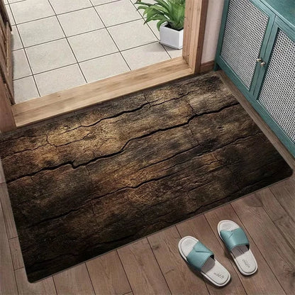 Wood Grain Anti-Slip Door Mat - Indoor/Outdoor Non-Slip Entrance