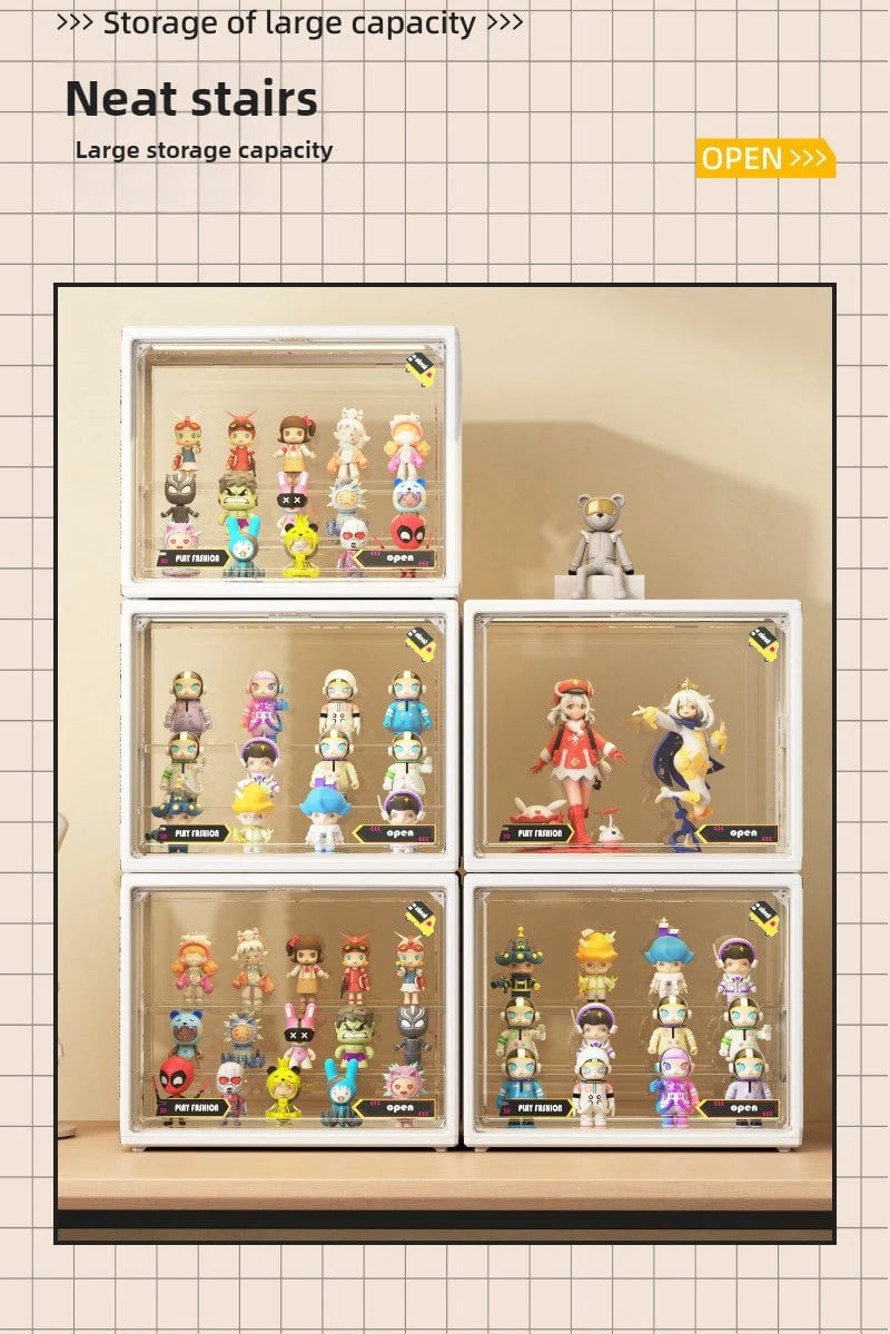 3-Tier Acrylic Display Case Dustproof Step Shelf Anime Figures