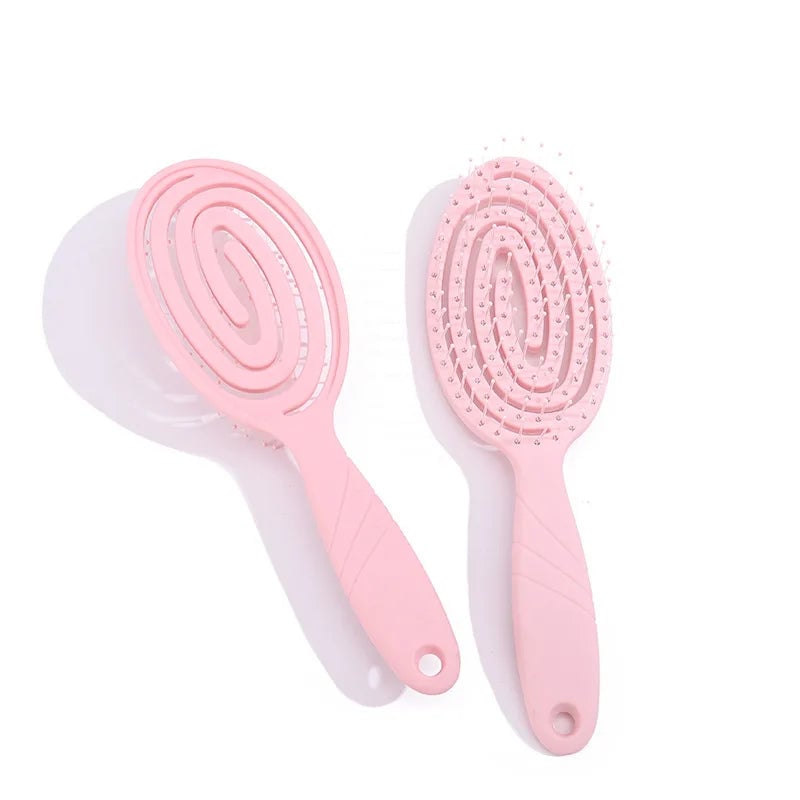 Professional Detangling Hair Brush with Spiral Spring for Curls