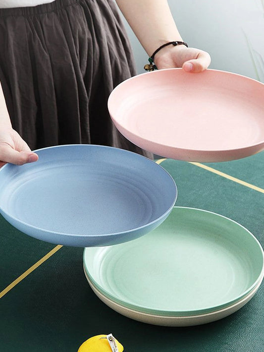 4Pcs Wheat Straw Dinner Plates Set - Lightweight Unbreakable Dishes