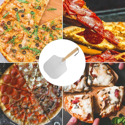 Foldable Pizza Spatula Metal Strip Wooden Handle Nonstick Tool