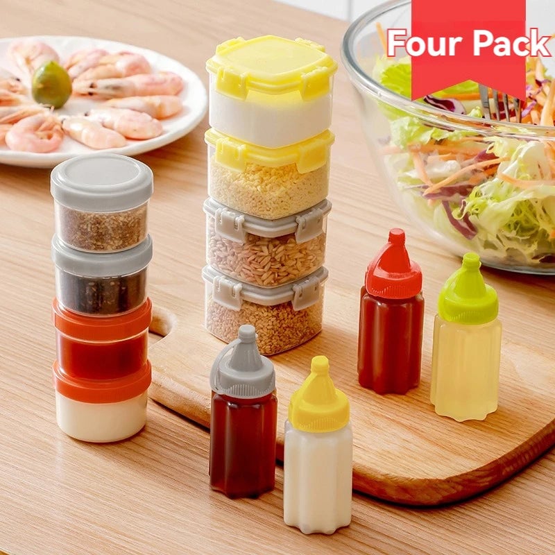 4-Pack Squeeze Bottles Set - BBQ Sauce Condiment Dispensers Sealed