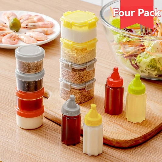 4-Pack Squeeze Bottles Set - BBQ Sauce Condiment Dispensers Sealed