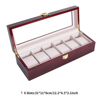 Luxury Wood Watch Storage Box 1-12 Grid Organizer Display Case