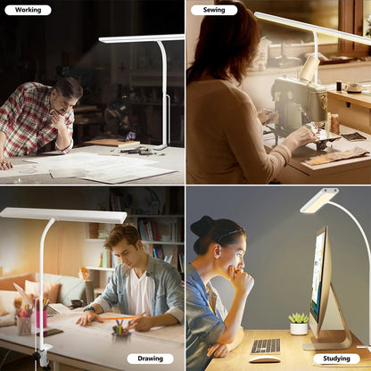 LED Desk Lamp Stepless Dimming Eye-Care Adjustable Gooseneck Light
