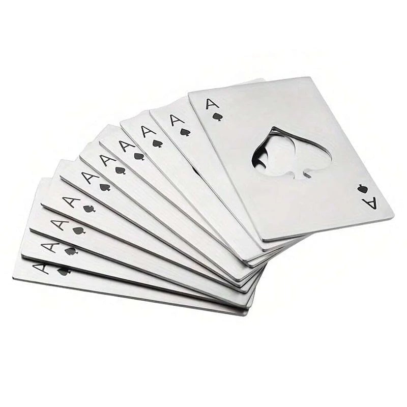Stainless Steel Credit Card Bottle Opener - Spades Design