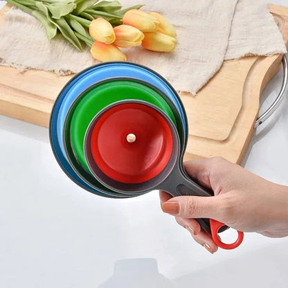 3pc Silicone Folding Funnel Set Wide Mouth Kitchen Liquid Powder