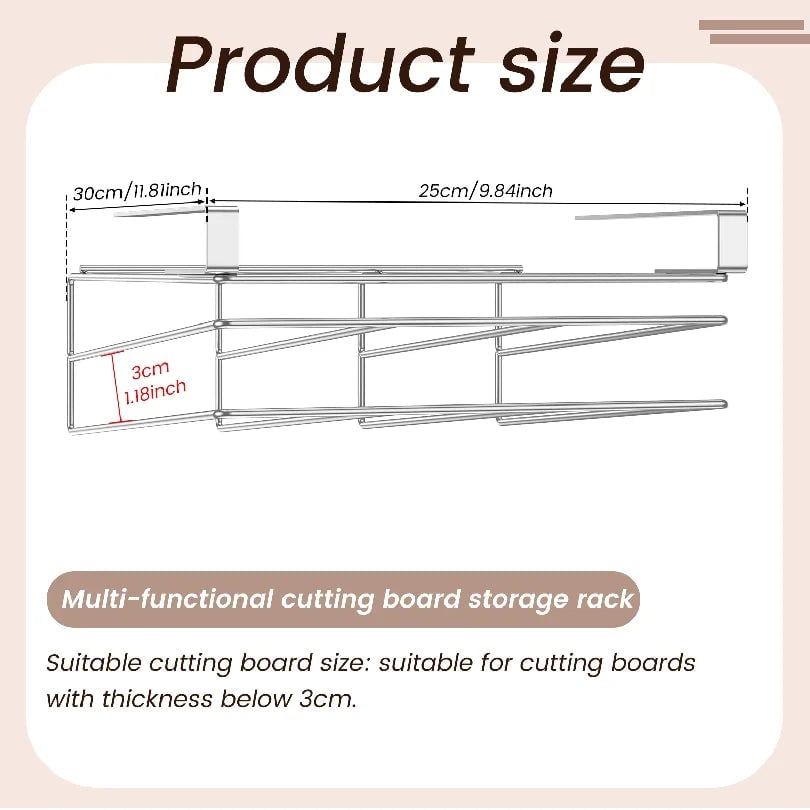 Stainless Steel Under Cabinet Cutting Board Organizer Holder