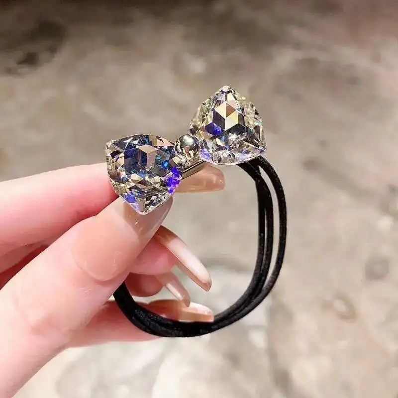 Diamond Bow Elastic Hair Bands - Sparkly Hair Ties for Women Girls