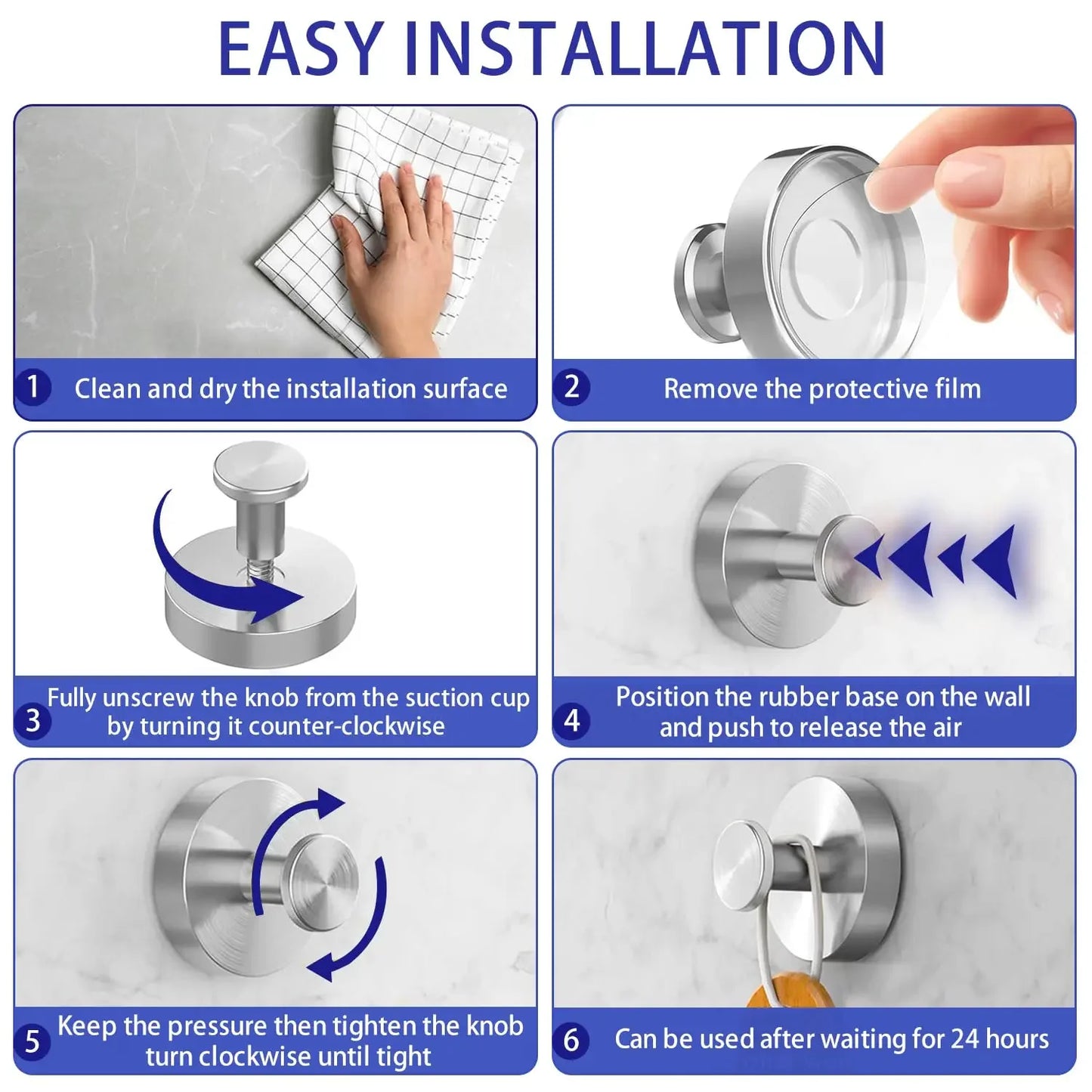Vacuum Suction Cup Hooks - Punch Free Wall Hangers for Bathroom
