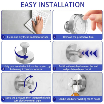 Vacuum Suction Cup Hooks - Punch Free Wall Hangers for Bathroom