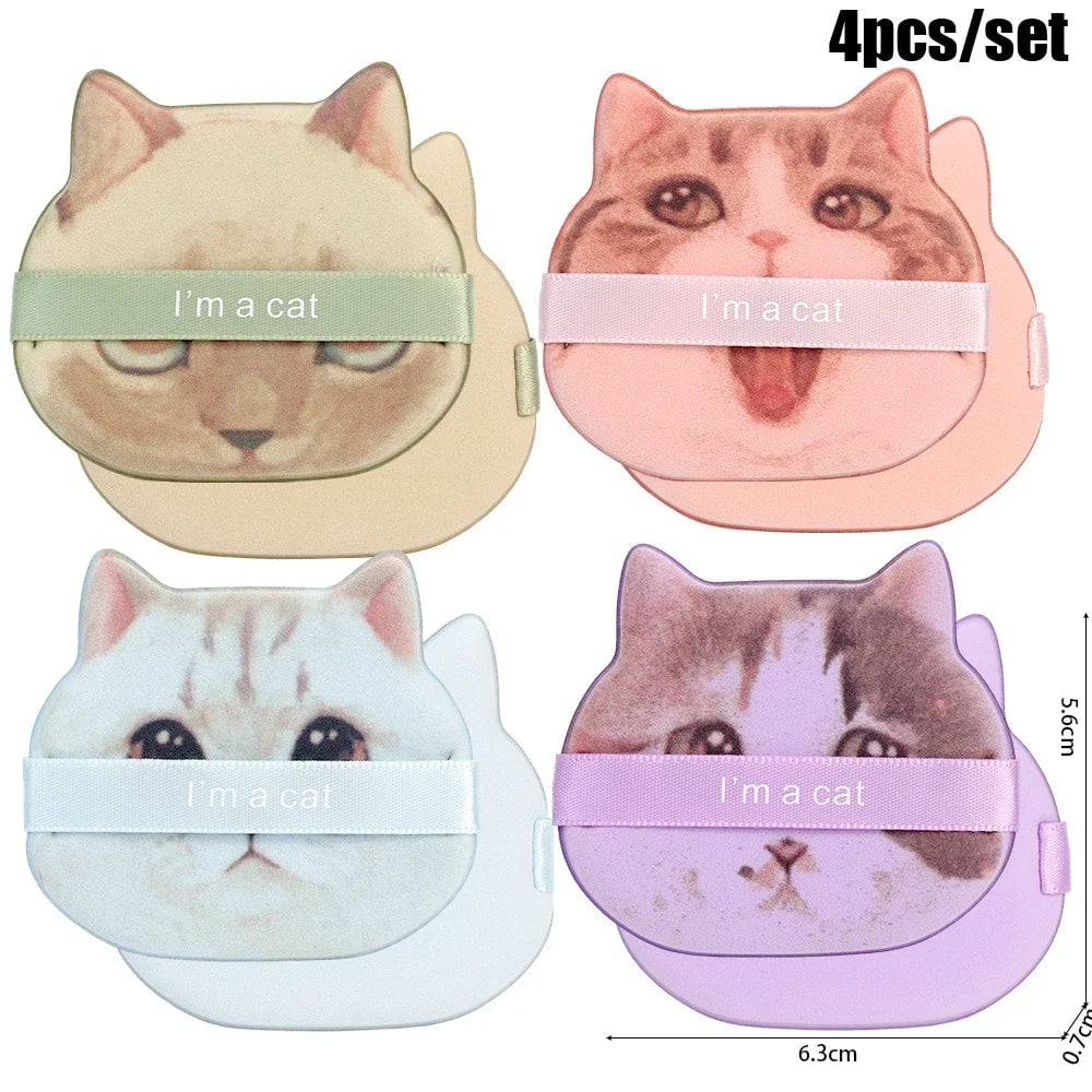 10PC Cat-Shaped Makeup Puffs - Dual-Use Foundation & Powder Blender Set