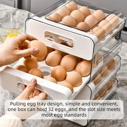 32-Compartment Drawer Style Refrigerator Egg Storage Organizer Box