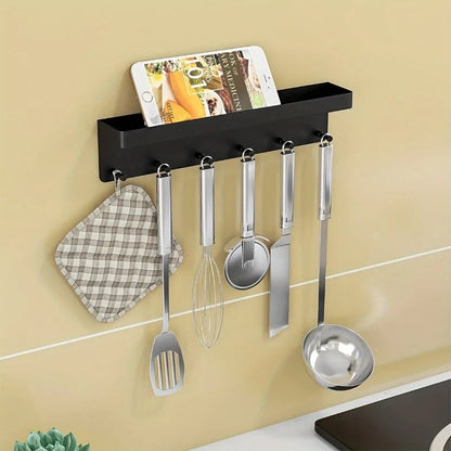 Wall-Mounted Key Organizer Rack with Hooks - Multi-Room Storage