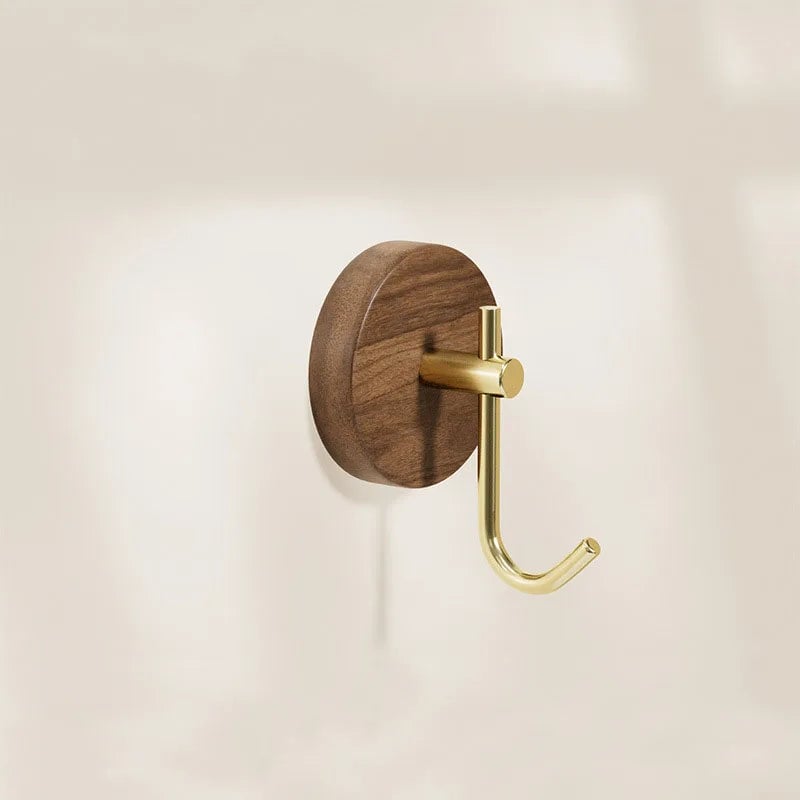 Self-Adhesive Natural Wood Wall Hooks - Modern Coat Hat Key Hanger