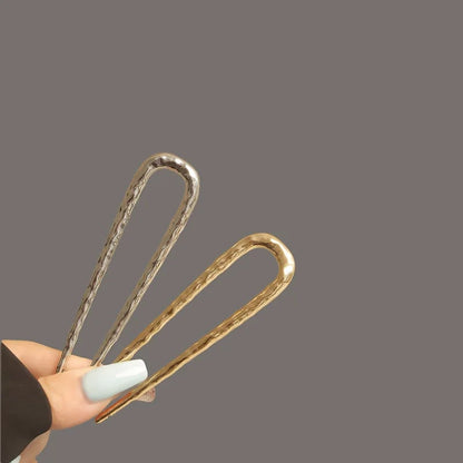 Metal Alloy U-Shaped Hair Forks Hammer Pattern Hairpins Women