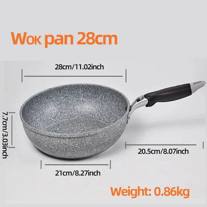 Non-Stick Stone Coating Frying Pan Set 20-28cm Induction Gas Compatible