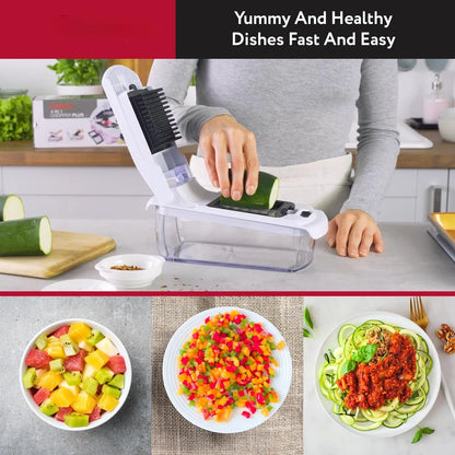 Multi-Function Vegetable Chopper with Spiral Cutter & Container