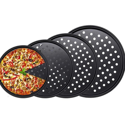 Nonstick Carbon Steel Pizza Crisper Tray - Round Perforated Baking Pan