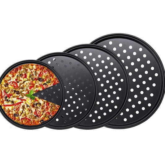 Nonstick Carbon Steel Pizza Crisper Tray - Round Perforated Baking Pan