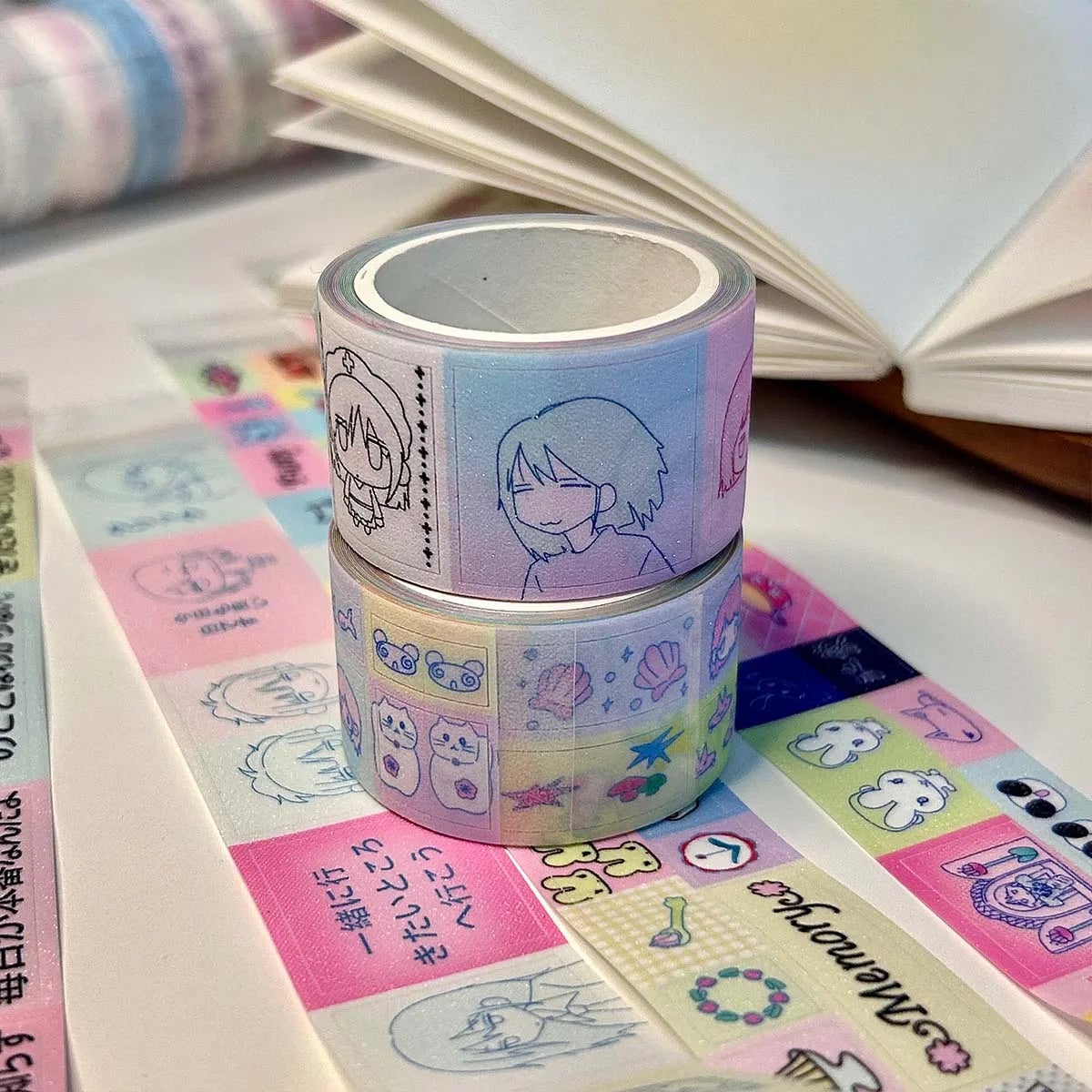 Kawaii Shiny PET Washi Tape Stickers for Scrapbooking & Crafts