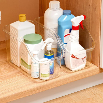 Pull Out Clear Cabinet Organizer with Roll Wheels - Under Sink Bin