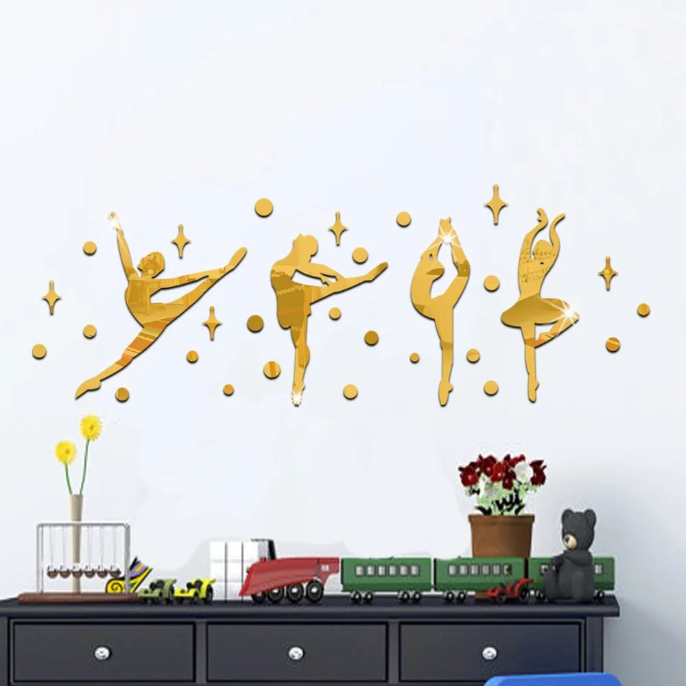 3D Acrylic Mirror Ballet Girls Wall Sticker Dance Room Decor 60067