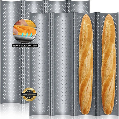 Baguette Bread Baking Pan - Non-Stick French Loaf Mould Tray