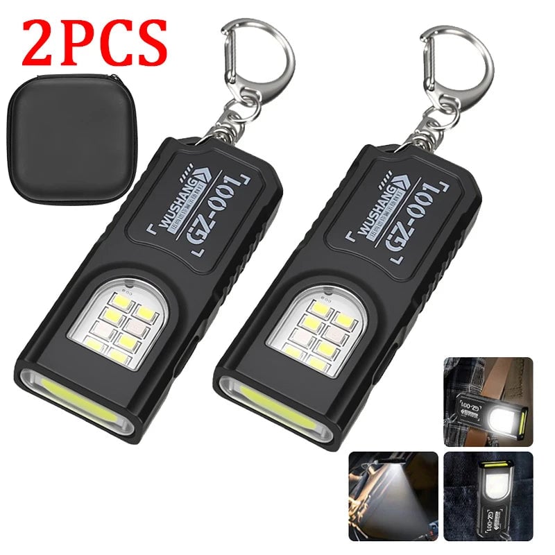 Mini COB LED Keychain Flashlight USB Rechargeable Waterproof Light
