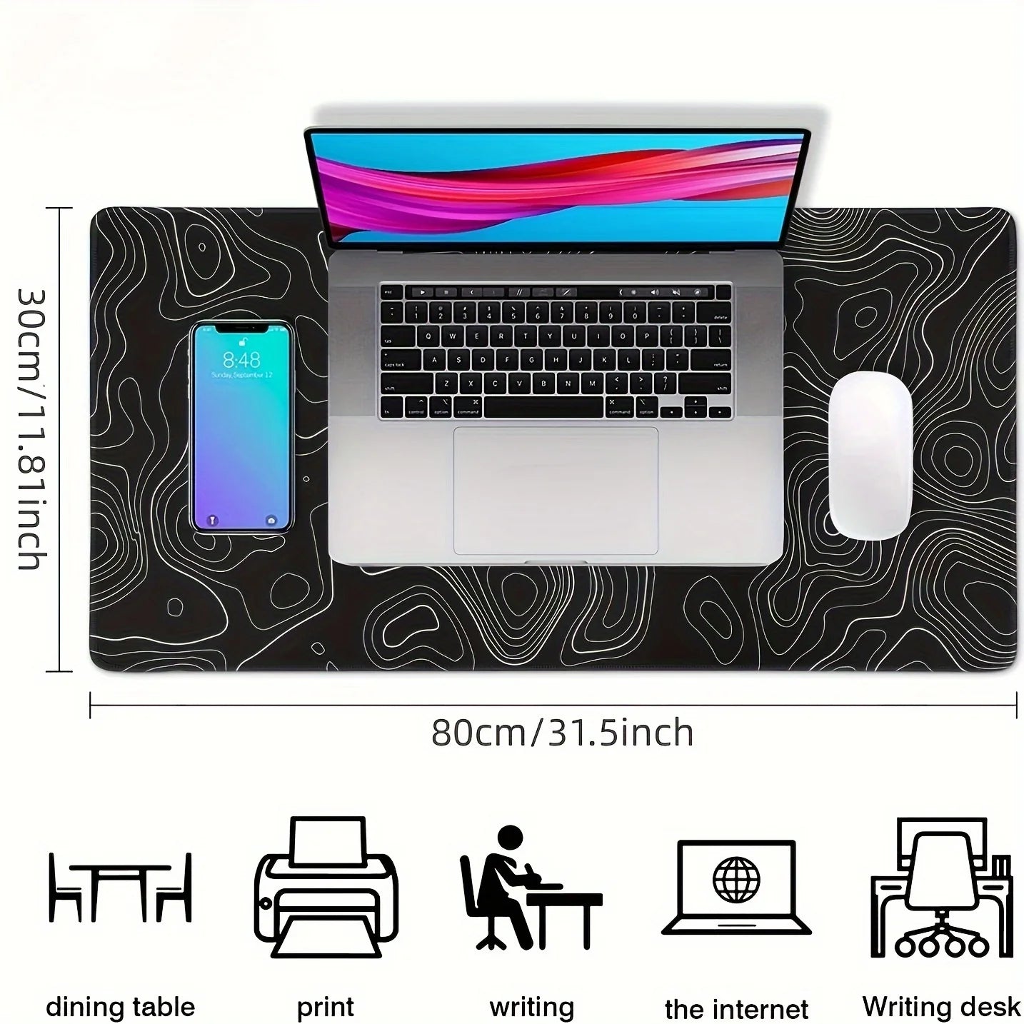 Large Gaming Mouse Pad Extended Non-Slip Rubber Base Stitched Edge