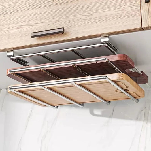 Stainless Steel Under Cabinet Cutting Board Organizer Holder