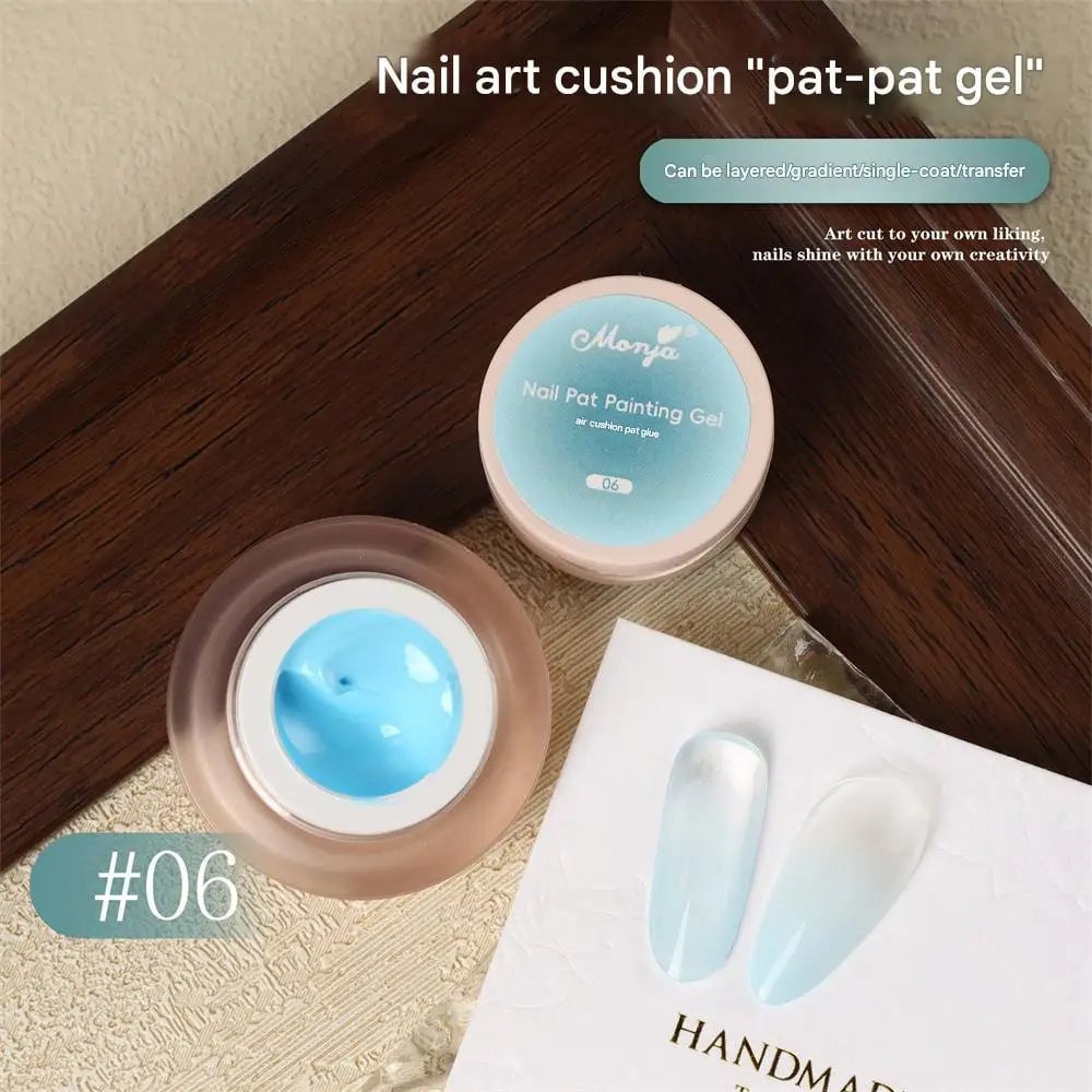 Cushion Patting Gel Polish - Ombre Black White Peach Gradient Nail Art